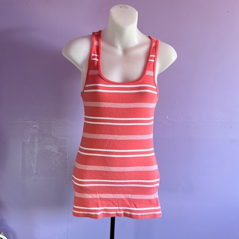 Old Navy Orange White Striped Racerback Tank Top Women’s Size Medium Casual